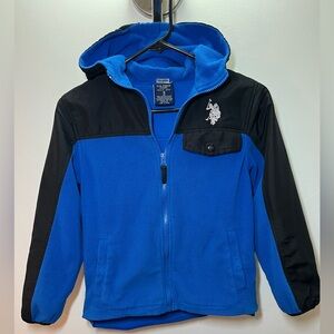 U.S. Polo Assn. Boys Blue & Black Fleece Zip-Up Hoodie - Size S (8)